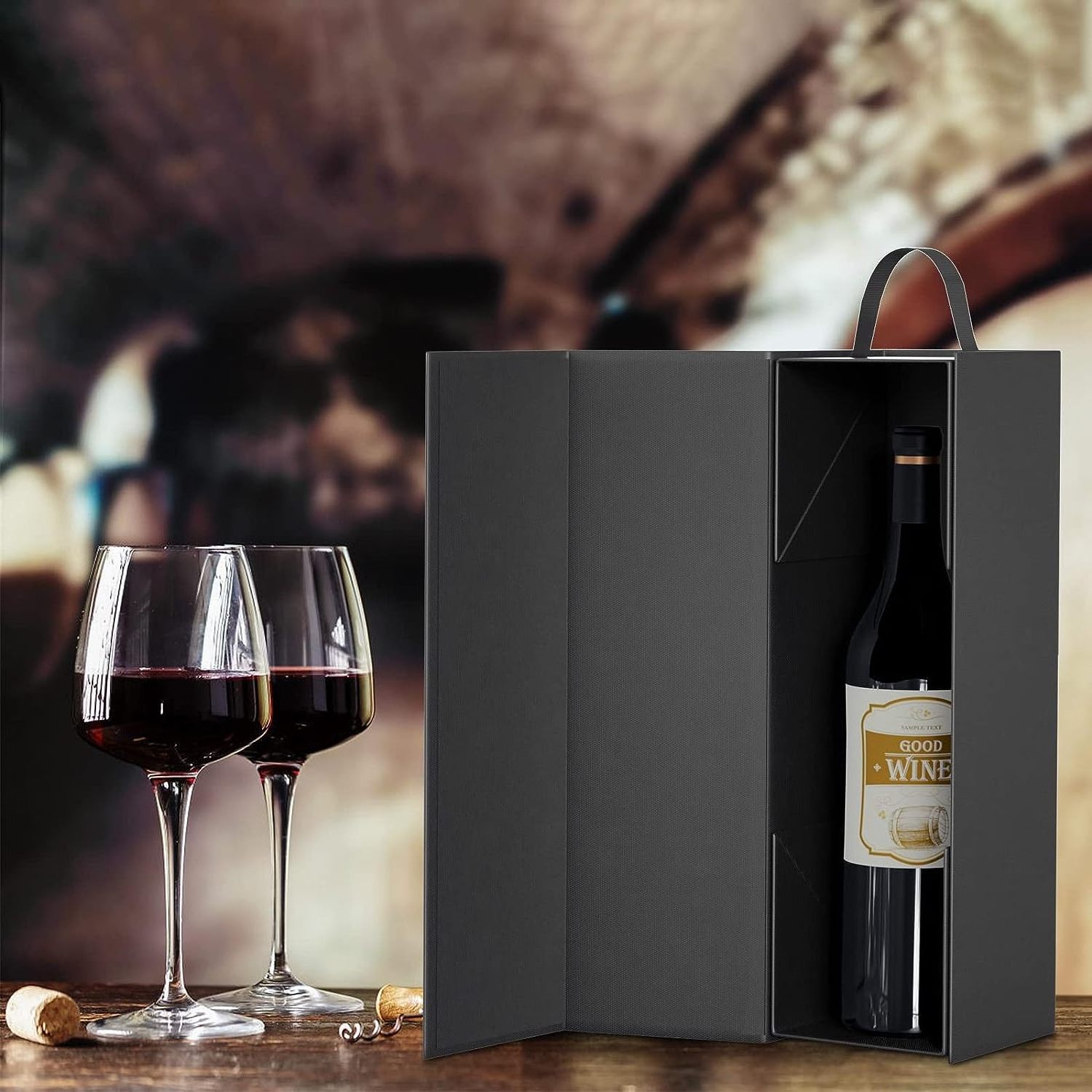 Wholesale refine custom cardboard packaging magnetic wine bottle box packaging for single wine bottle