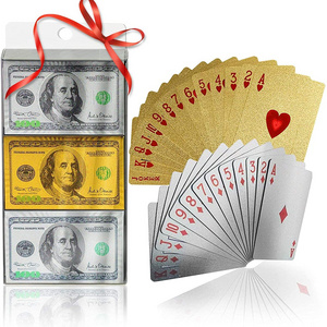 100 Bill Themed Inspired Waterproof Deck Of Cards 24 Karat Gold Foil Plastic Playing Cards