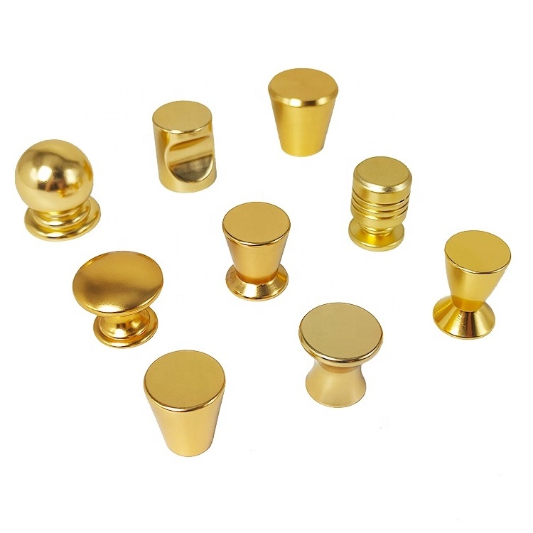 Modern Extravagant Gold Door Kitchen Cabinet Drawer Furniture Knobs Handles Single Hole Aluminum Alloy Office Dresser Cupboard