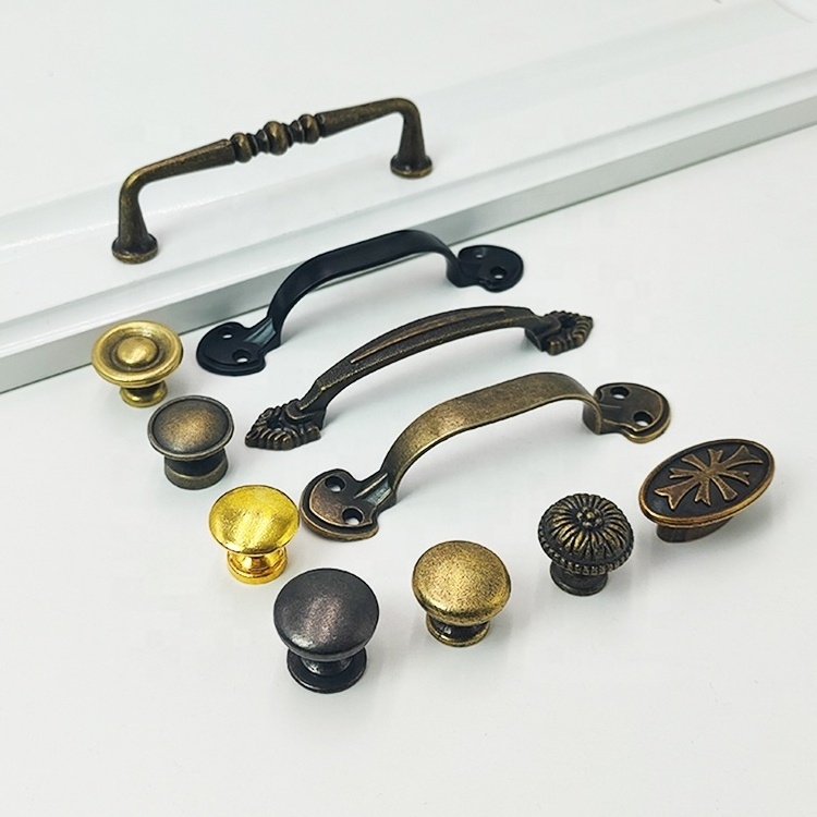 Bronze Zinc Alloy Cabinet Handle Furniture Handles for Kitchen Dresser Bedroom Cupboard Drawer Pulls and Door Knobs