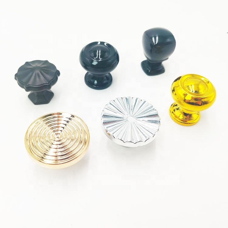 round Plastic Gold Silver Black Handles for Wardrobe Shoe Cabinet Drawer-Bedroom & Kitchen Furniture Knobs