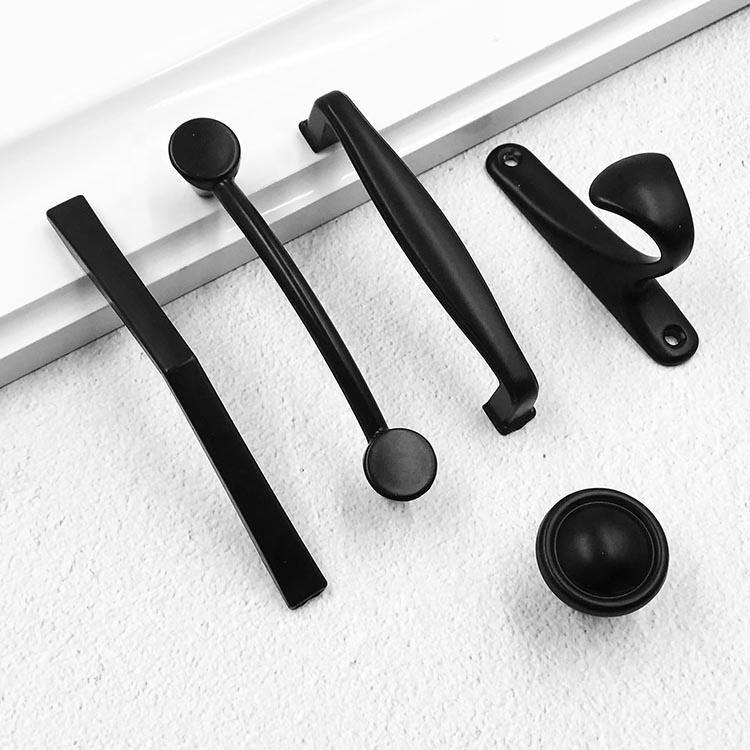 Modern Gold Black Aluminium Alloy Knob Office Furniture Hardware Kitchen Cabinet Cupboard Dresser Wardrobe Drawer Door Handles