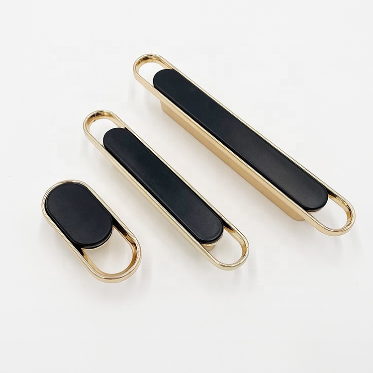 Modern Black Gold Euro Bar Cabinet Handle Zinc Alloy Knobs and Handles for Kitchen Bedroom Drawer Dresser Cupboard