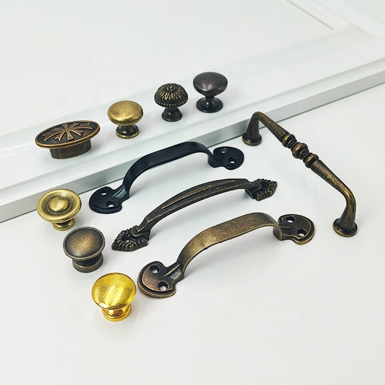 Bronze Zinc Alloy Cabinet Handle Furniture Handles for Kitchen Dresser Bedroom Cupboard Drawer Pulls and Door Knobs