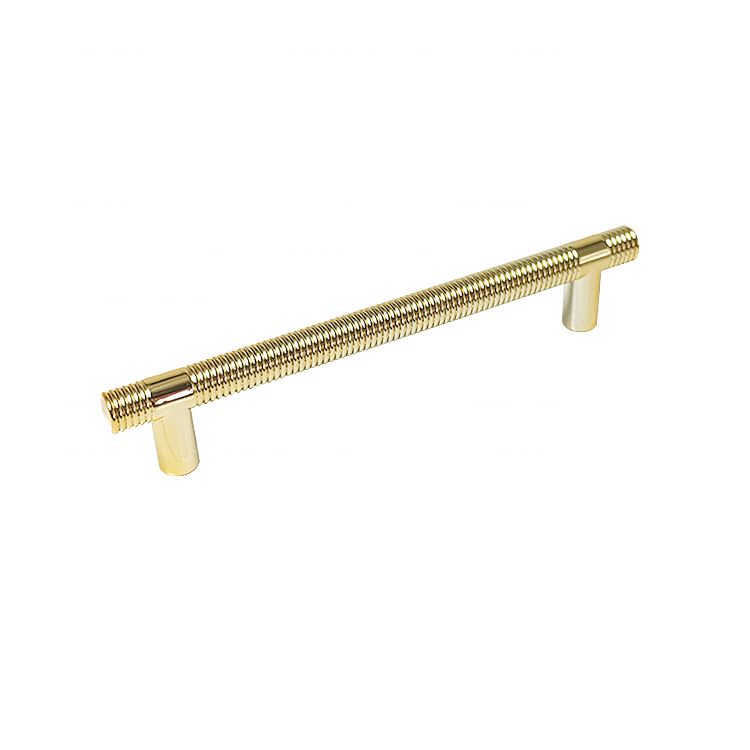 128mm Simple Gold Plastic Threaded Cabinet Door Handle for Dresser Cupboard Living Room and Kitchen Drawer Pull