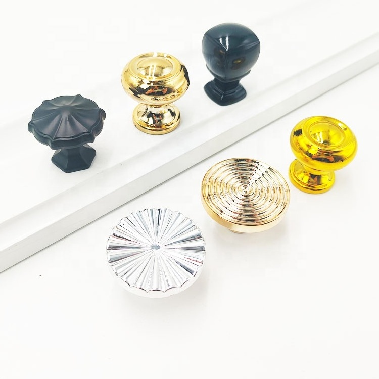 round Plastic Gold Silver Black Handles for Wardrobe Shoe Cabinet Drawer-Bedroom & Kitchen Furniture Knobs