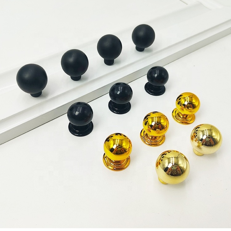 Black round Plastic Knobs Gold Ball-Shaped Hammered Handle for Furniture Dresser Kitchen Cabinet Drawers round Plastic Pulls