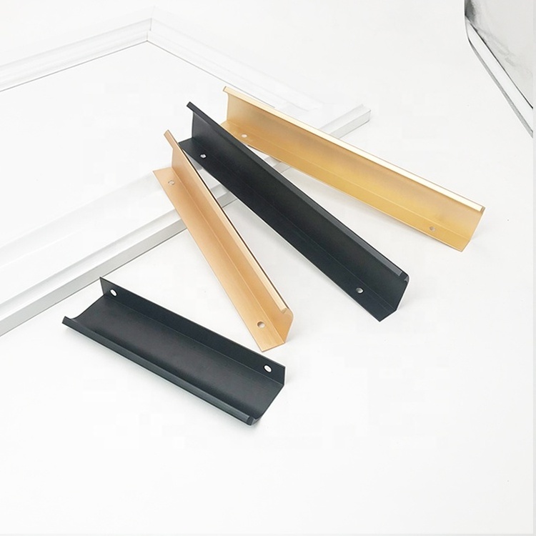 Gold and Black One Meter Invisible Arc Handle Pull for Cabinets Wardrobes Dressers Cupboards for Kitchen Bedroom Pull Handles