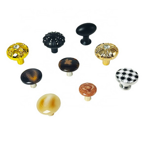 Diamond Black and White Checkered Gold Furniture Handle Single Hole Solid Plastic Chest of Drawers Door Furniture Knob Handle