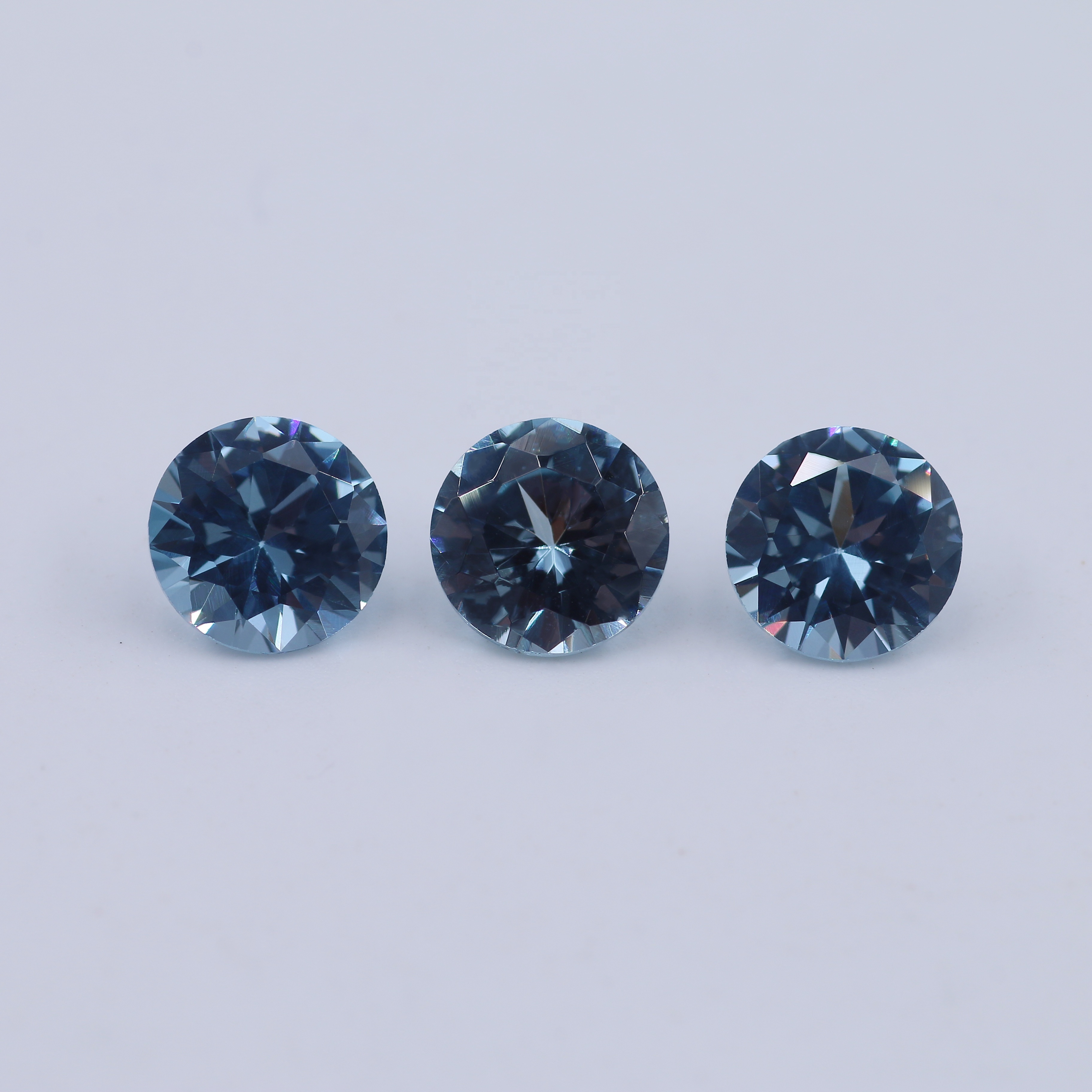 Wholesale Loose Gemstone 106# Round  Aquamarine Synthetic Spinel Price Per Carat