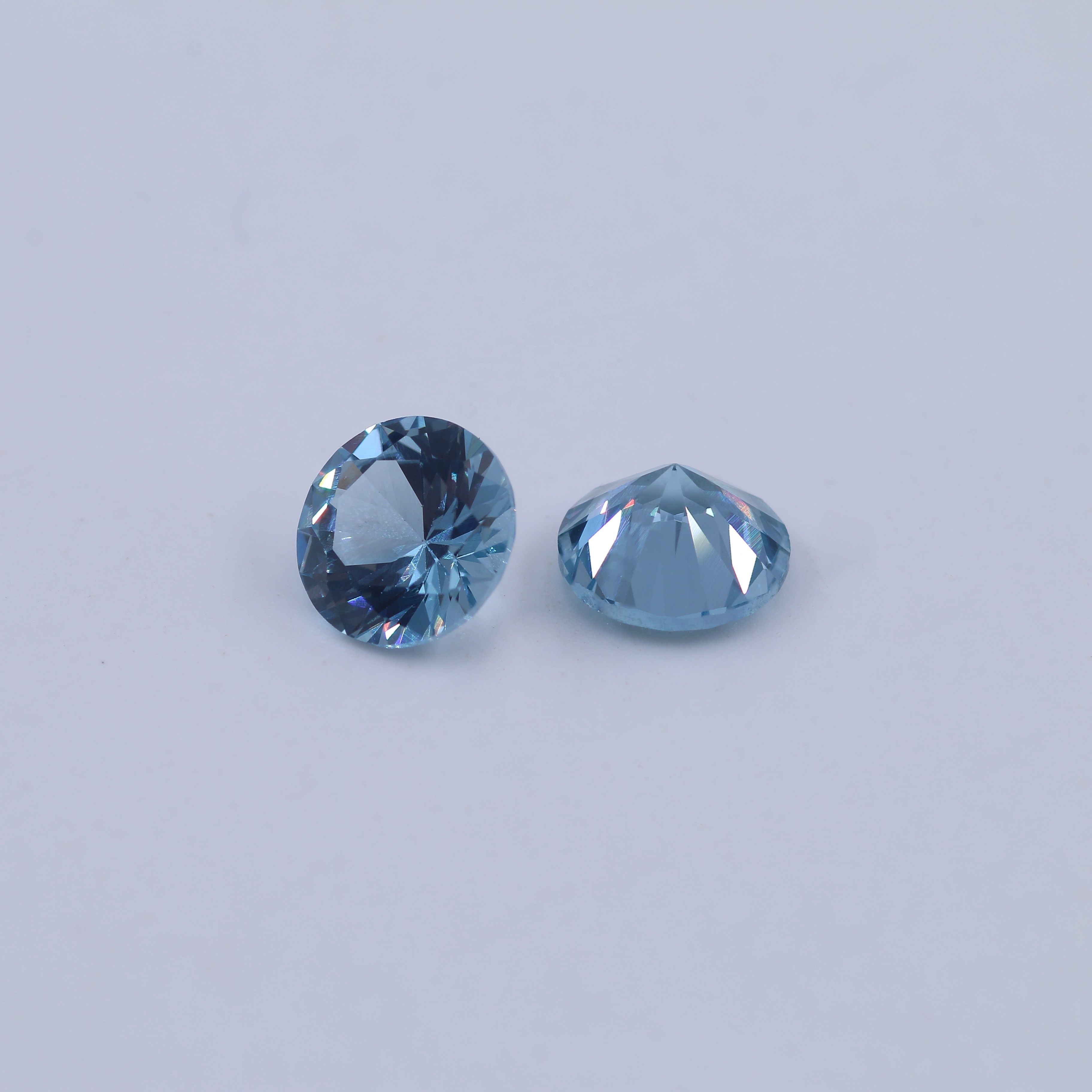 Wholesale Loose Gemstone 106# Round  Aquamarine Synthetic Spinel Price Per Carat