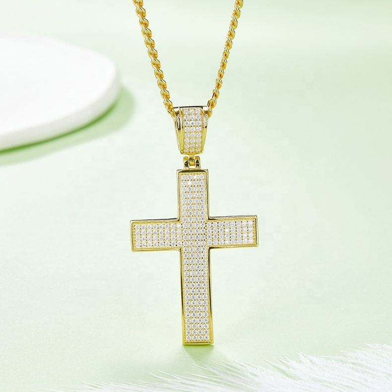 Classic Luxury Moissanite Jewelry 925 Sterling Silver Cross Moissanite Gemstone Pendants For Necklace