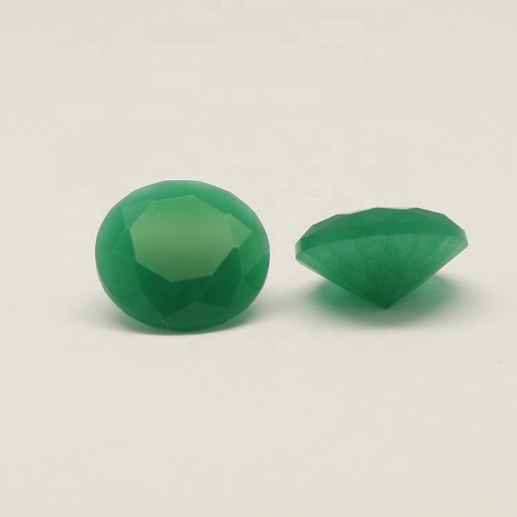 Round Cut Emerald Green Frosted Jade Glass