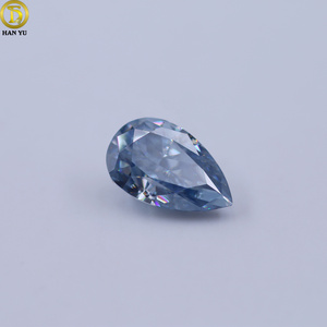 HanYu Pear Shape Ice Crushed Cut Moissanite Light Blue Loose Gemstones Moissanite