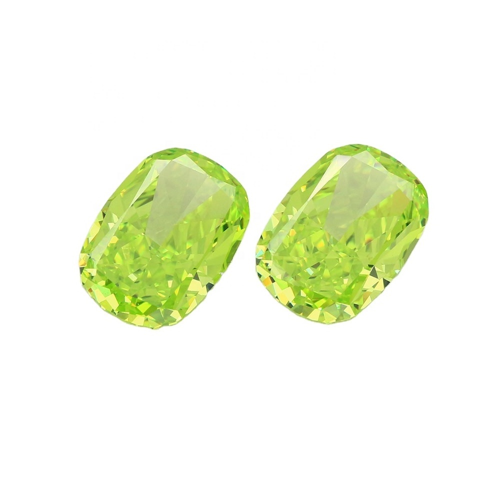 5A+ high quality excellent 4k crushed ice cut cz stone apple green synthetic diamond cubic zirconia