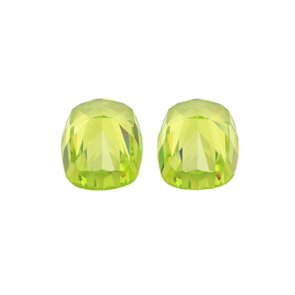 5A+ high quality excellent 4k crushed ice cut cz stone apple green synthetic diamond cubic zirconia