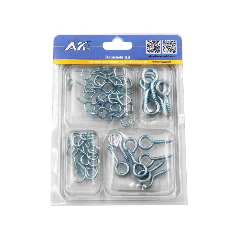 High Quality 50PCS Assortment metal hook screw eye  Kit