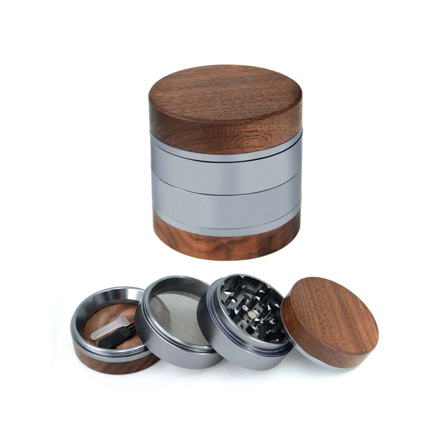 JC7026 walnut wooden herb grinder high-quality herbal accessories grinder aluminum herbal grinder for leisure places