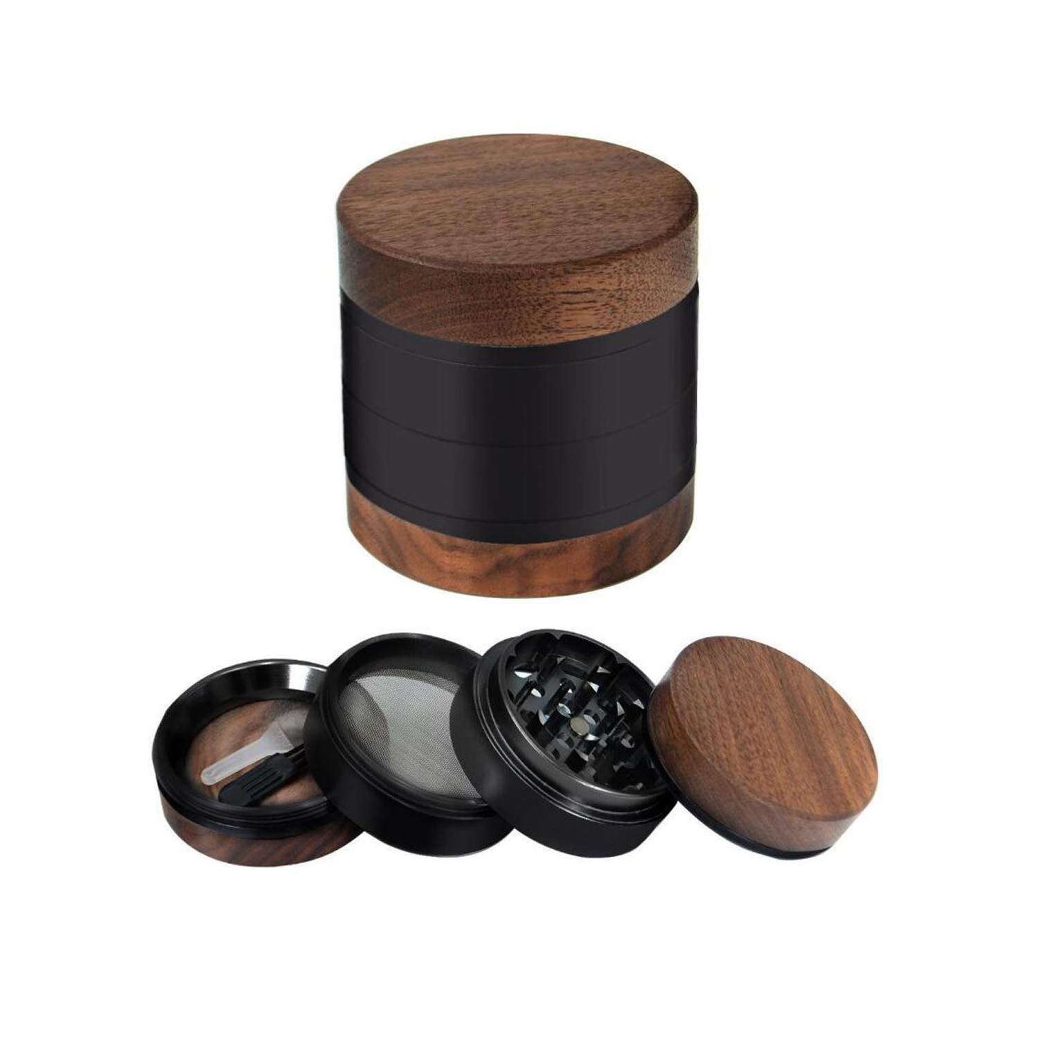 JC7026 walnut wooden herb grinder high-quality herbal accessories grinder aluminum herbal grinder for leisure places