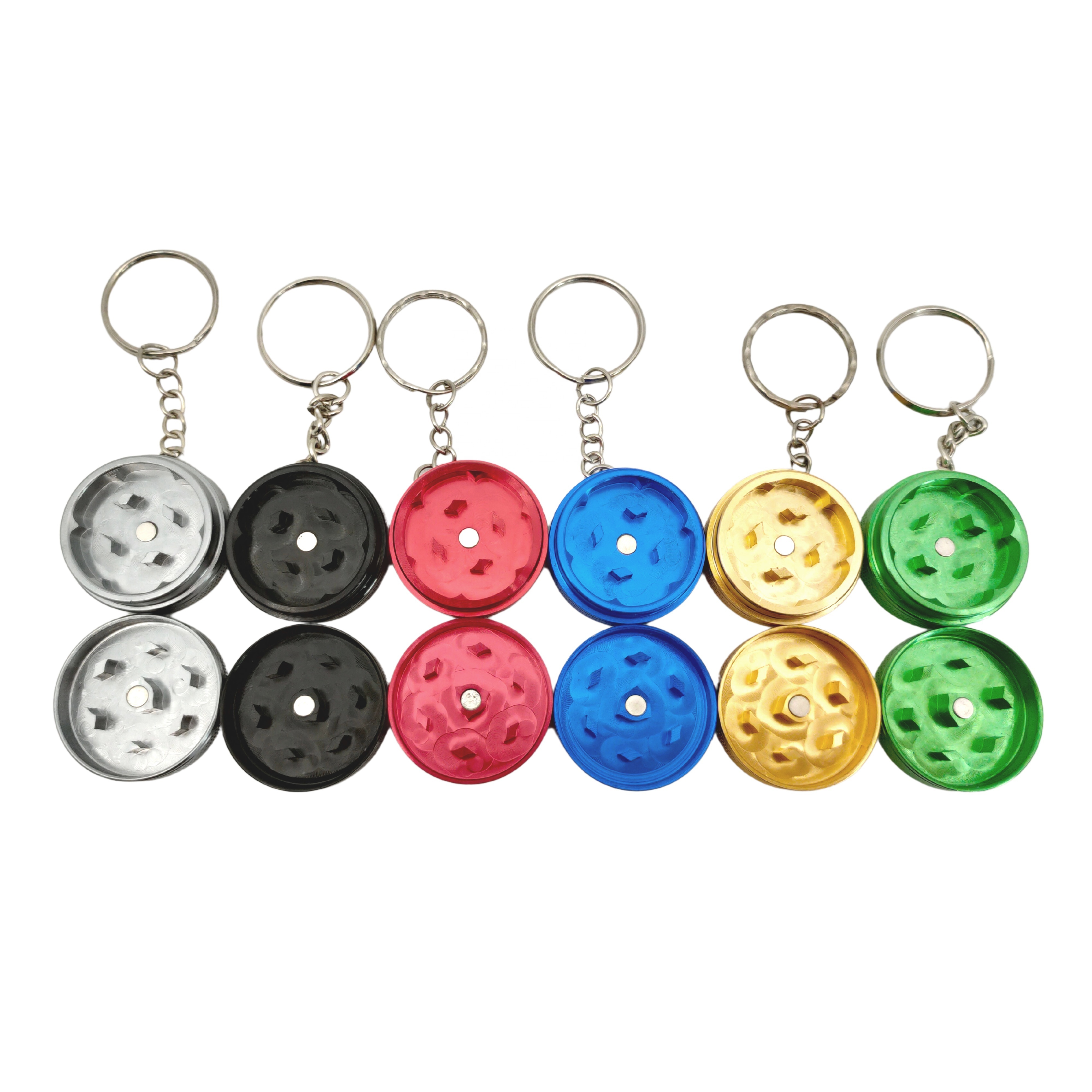 Mini Portable 31mm 2 parts Aluminum Alloy Herb Grinder With Key Chain Custom logo Tobacco Grinder For Smoking Accessories