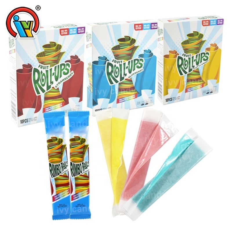 Halal OEM fruit roll ups multi-color gummy roll candy importer