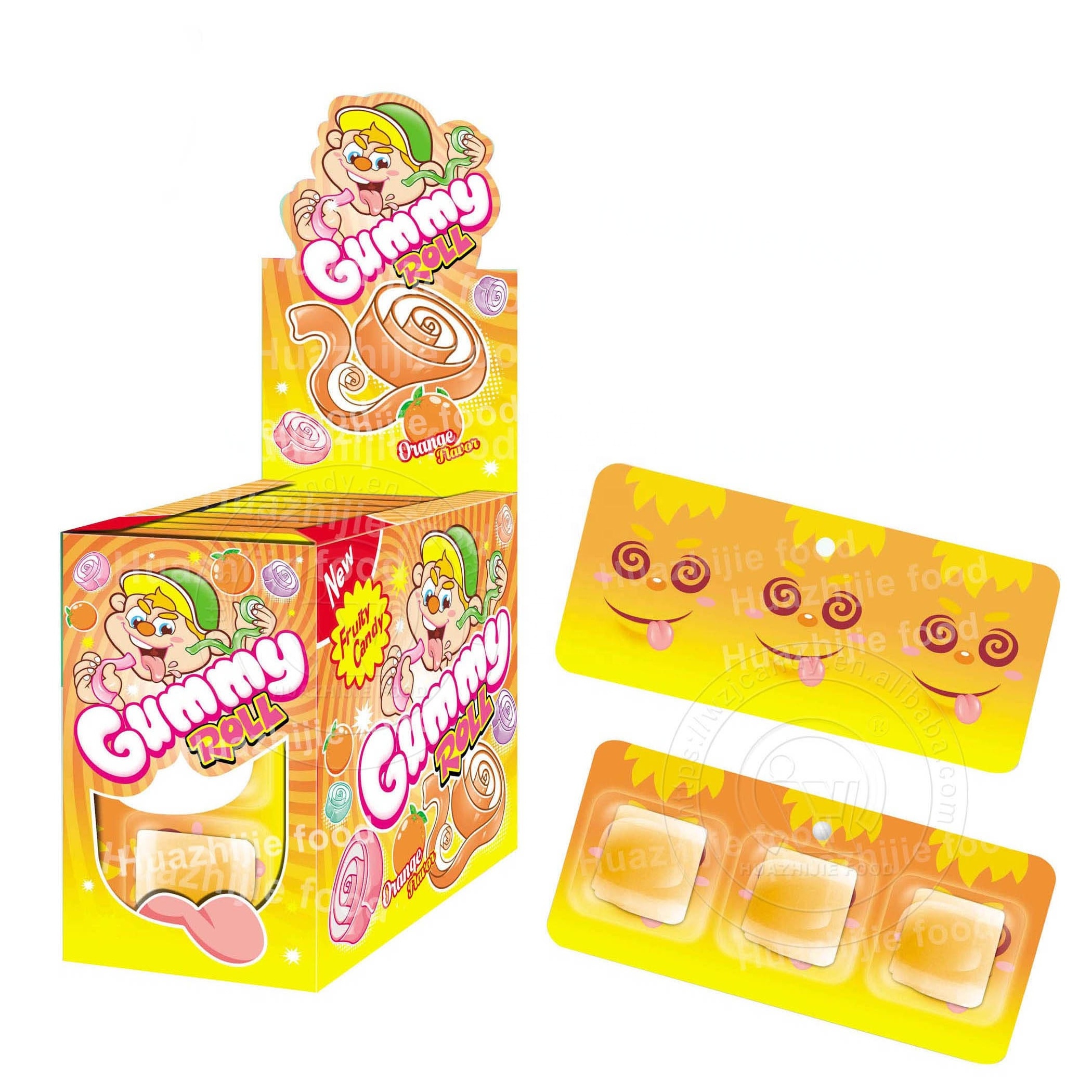 Gummy roll candy gummy candy manufacturer 2 in 1 and 3 in 1 jelly gummy roll candy