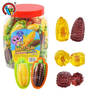 China candy supplier halal corn shape jelly gummy candy with jam confectionery