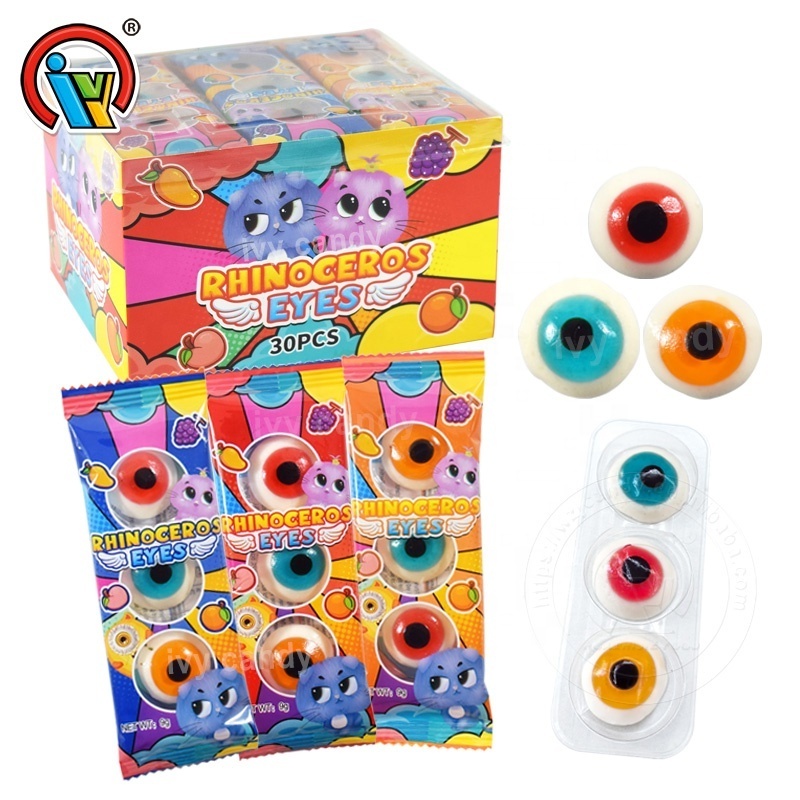 New arrival halal 3 in 1 fruit eye gummy candy eyeball supplier