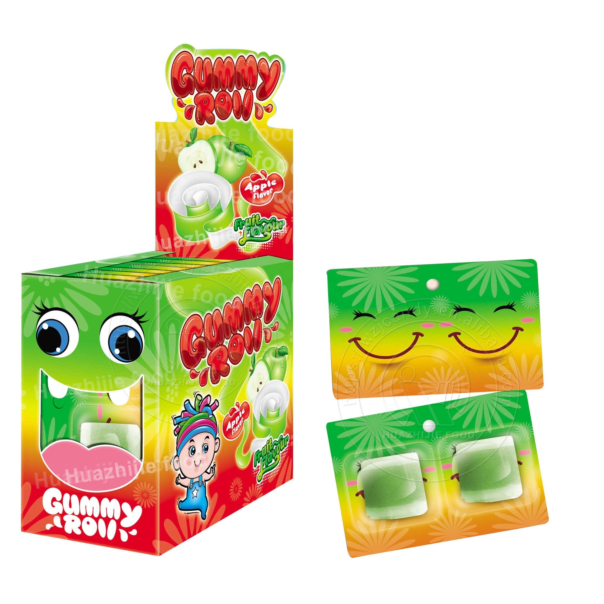 Gummy roll candy gummy candy manufacturer 2 in 1 and 3 in 1 jelly gummy roll candy