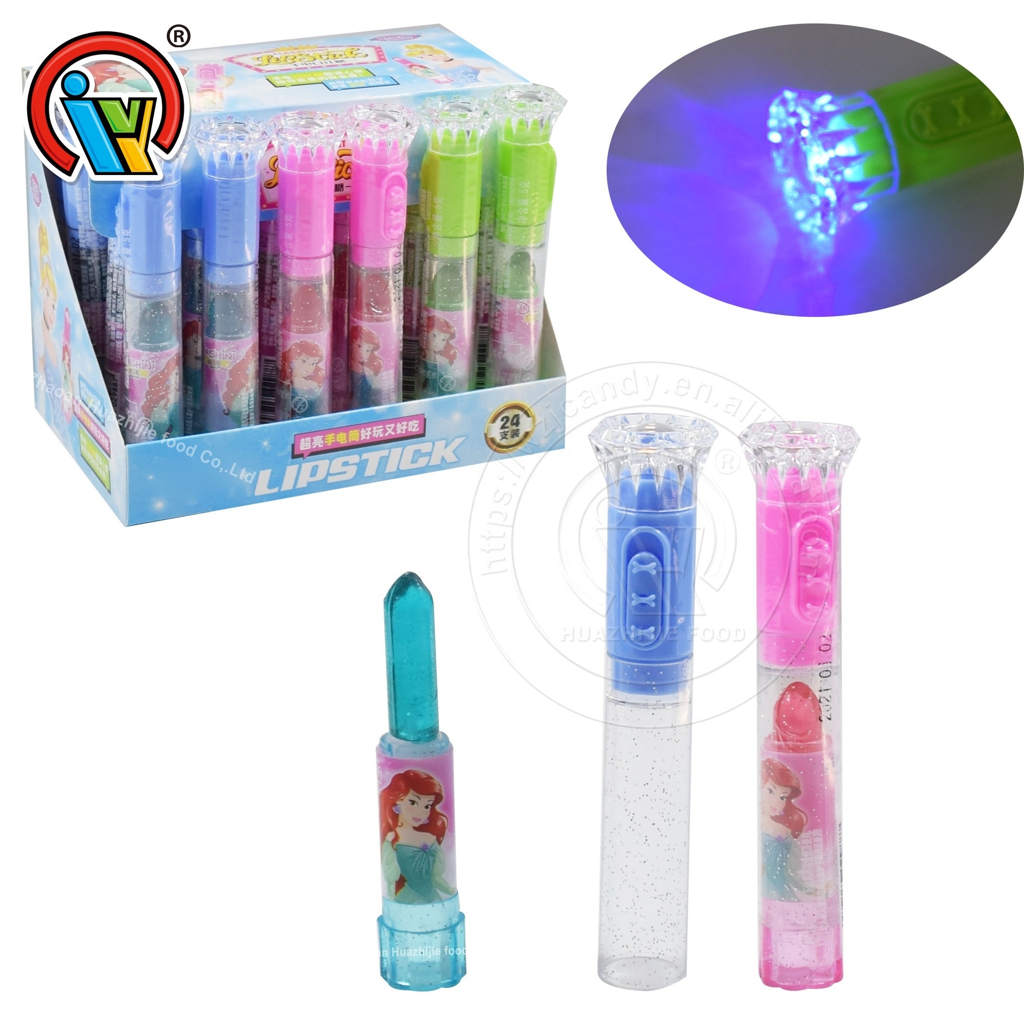 2021 China mini size flashlight toy candy with lipstick candy