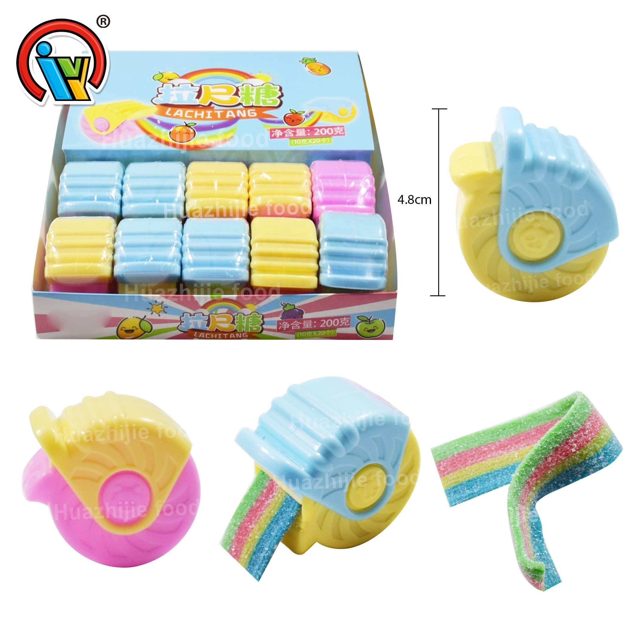 Mini size puller toy candy with rainbow strip rolling gummy candy for sale