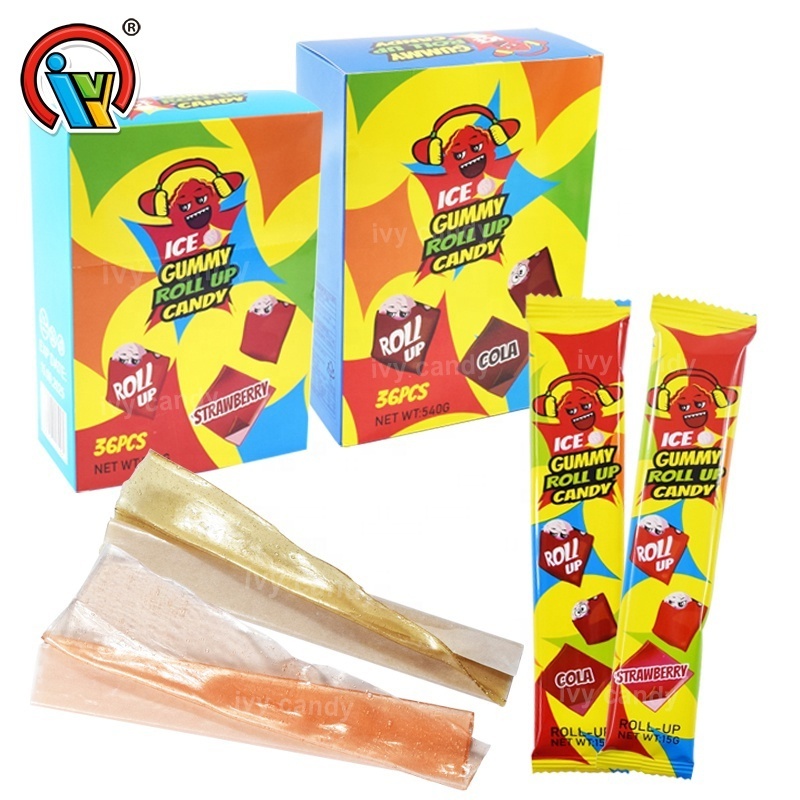 Halal OEM fruit roll ups multi-color gummy roll candy importer