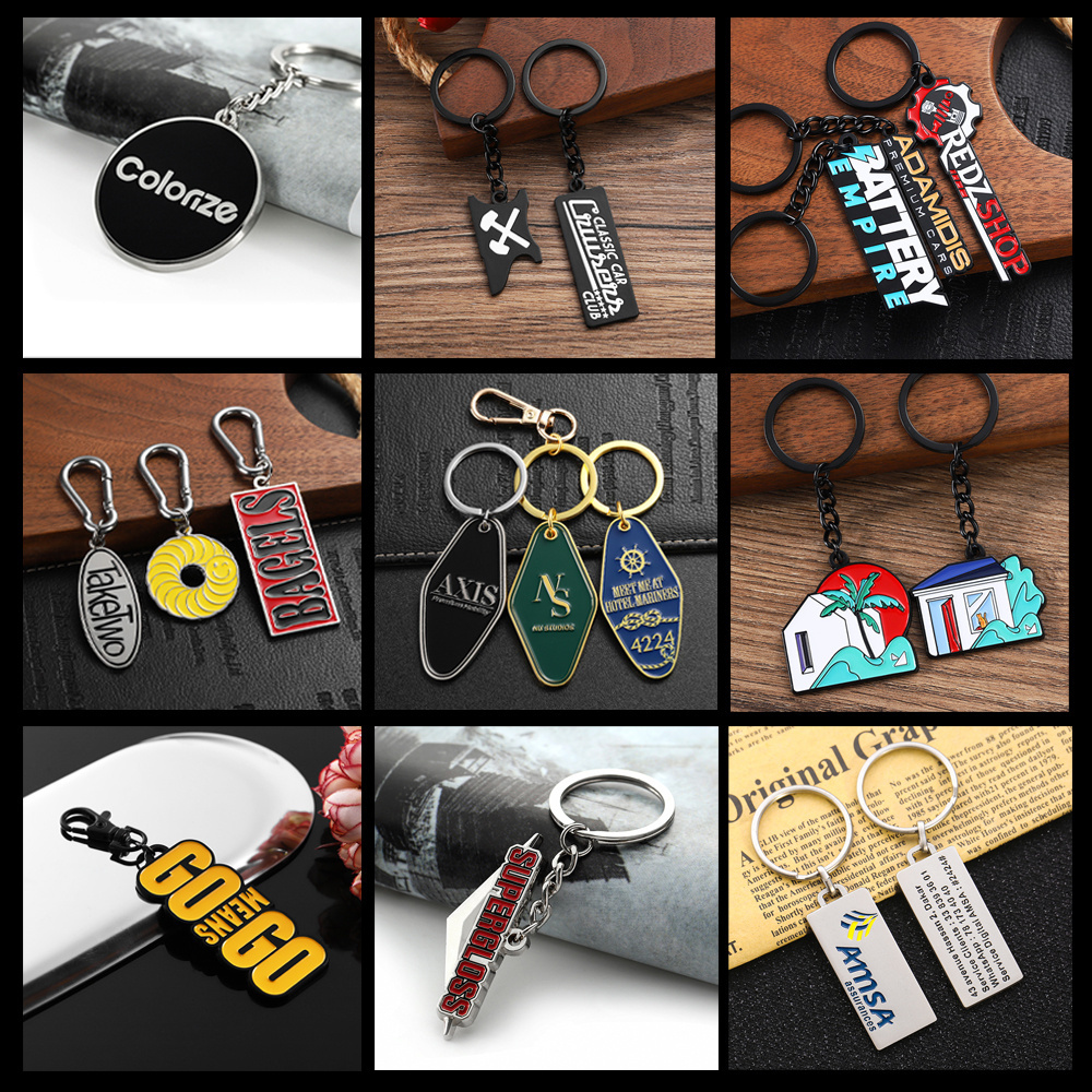 Alloy Metal Key Chains Keyring Holder Custom Shape Round Car Promotional Gift Soft Hard Enamel Custom Logo Metal Keychain