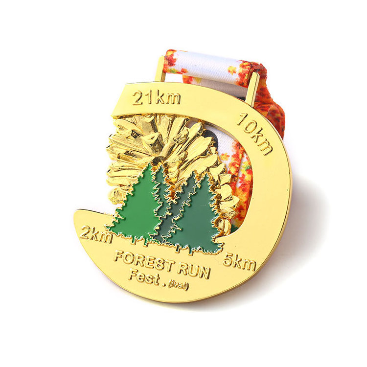 Custom Medals Gold Silver Winter Race Award Sports Snowflake Forest Running Marathon Medal With Zinc Alloy Material