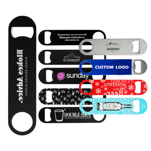 Popular Style Hand Grip Custom Logo Print Stainless Steel Blank Bar Blade Speed Opener Metal Flat Beer Bottle Opener For Gift