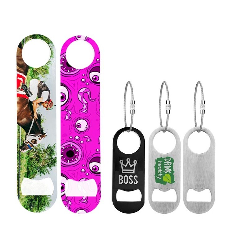 New Arrival Metal Sublimation Uv Print Blanks Coated Custom Mini Stainless Steel Flat Bottle Beer Soda Openers