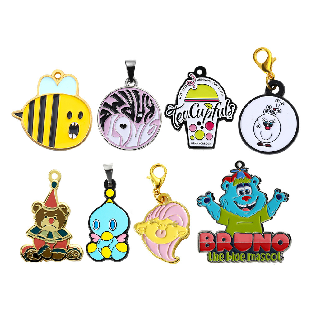 Fashion Jewelry Custom Logo Stainless Steel Zinc Alloy Cartoon Design Enamel Pendant Charm For Bracelet Necklace Making