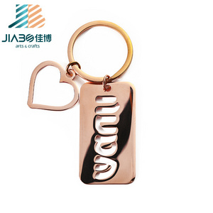 free mold fee Custom logo Key Holder Tags Company Name Logo stainless steel rose Metal heart Keyring Key Rings