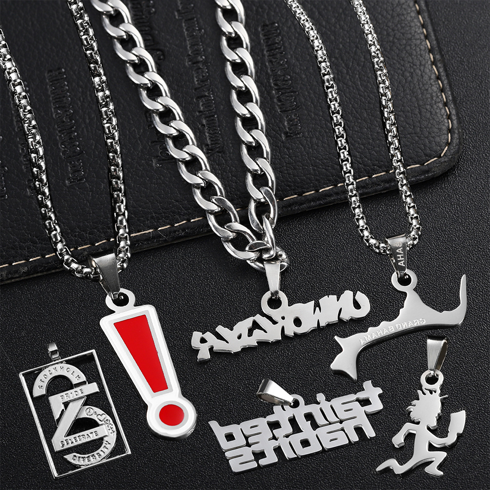 Personalized Custom Symbols Valentine's day Gift Pendant Necklace Stainless Steel Jewelry Custom Logo Mens Necklace For Men