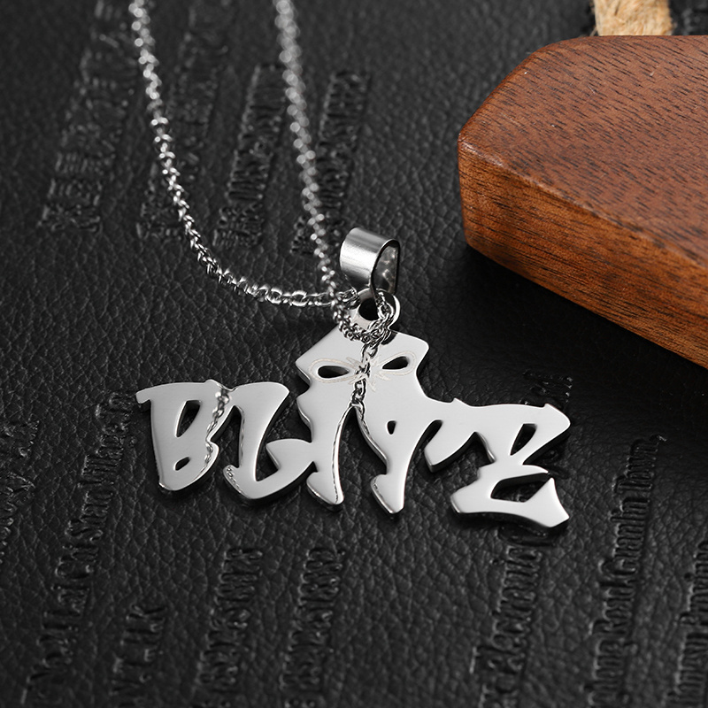 New Design Custom Lase Cut Necklace Pendantlogo Stainless Steel Necklace Metal Cool Charm Pendant For Men Women