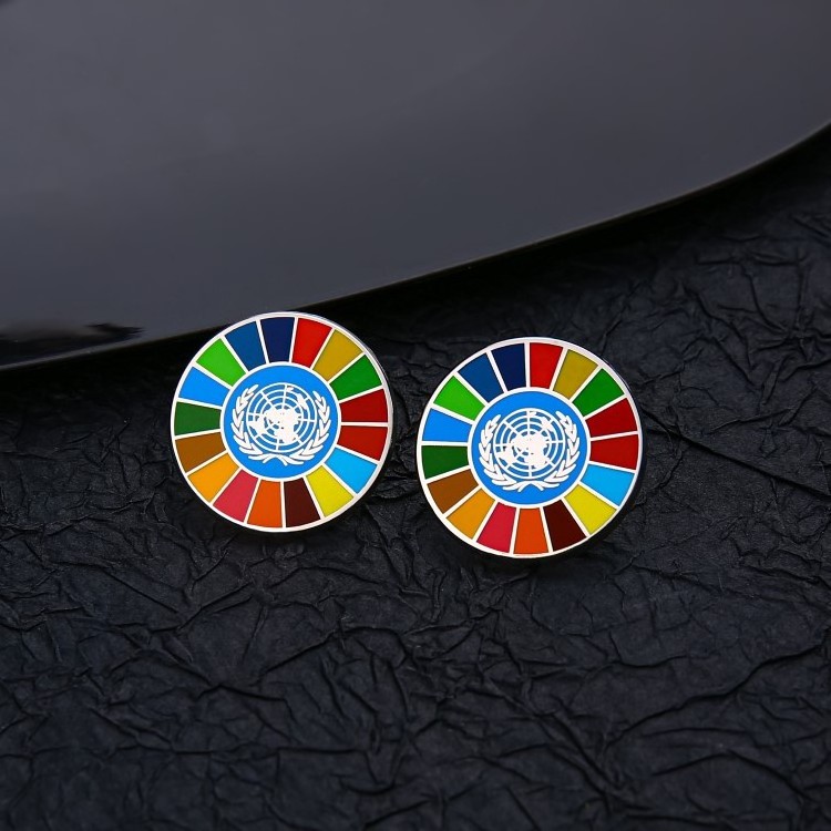 Custom Made Metal UN Sustainable Development Goals Brooch SDG Lapel Pin SDGs Pin Badge Soft Enamel Lapel Pin