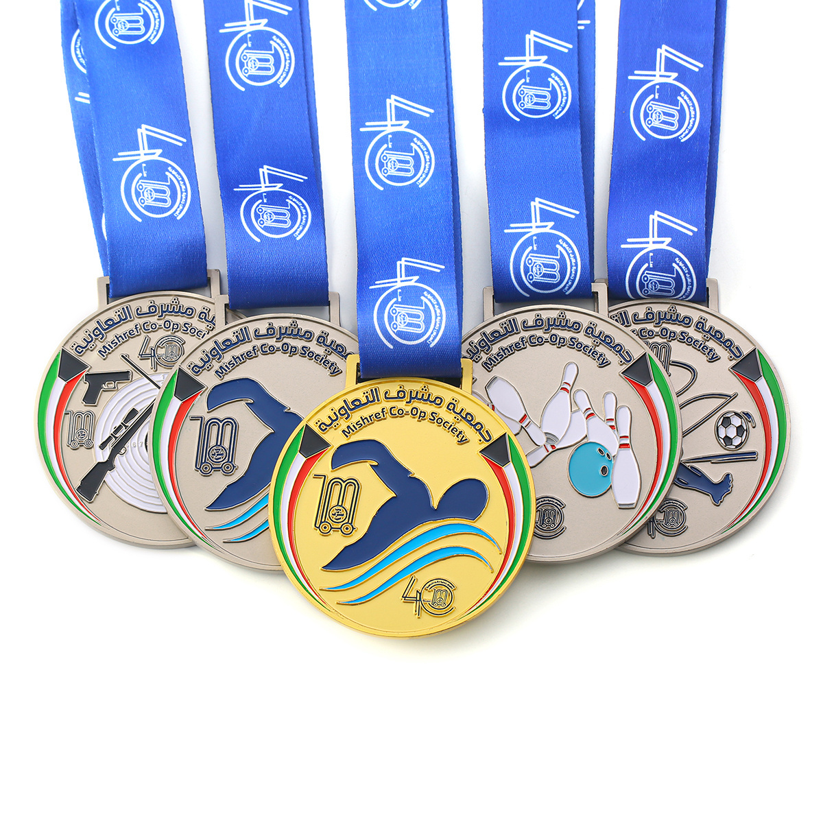 Design Your Own Custom Swimming Brass Medals Zinc Alloy Metal 3D Sports Swim Marathon Race Award Medal With Ribbon