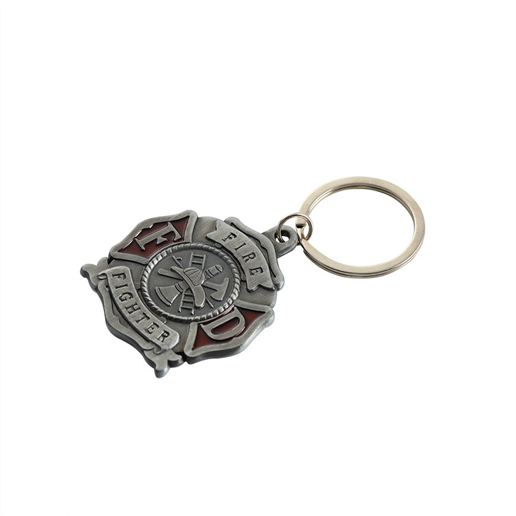 China Hot Sale metal Key Chain Fire Fighter Zinc Alloy 3D Keychain/Key ring