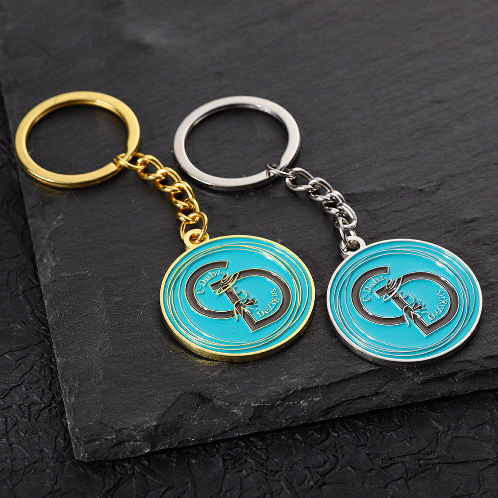 China Supplier Personalised Qr Code Keychain Custom Logo Round Shape Enamel Metal Keychain With Back Code