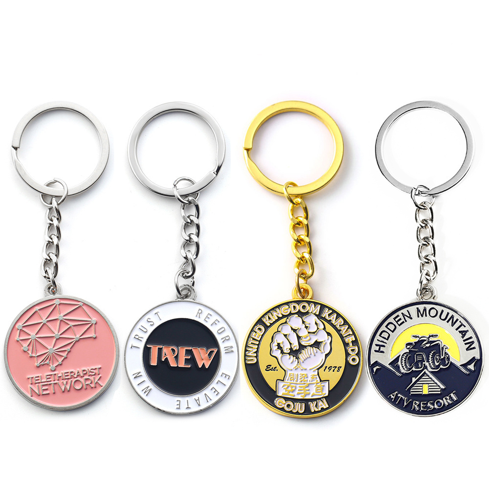 Wholesale Custom Zinc Alloy Metal Company Name Letter Engraved Keychain 3D Logo Car Key Chain Key Holder With Logo For Souvenir