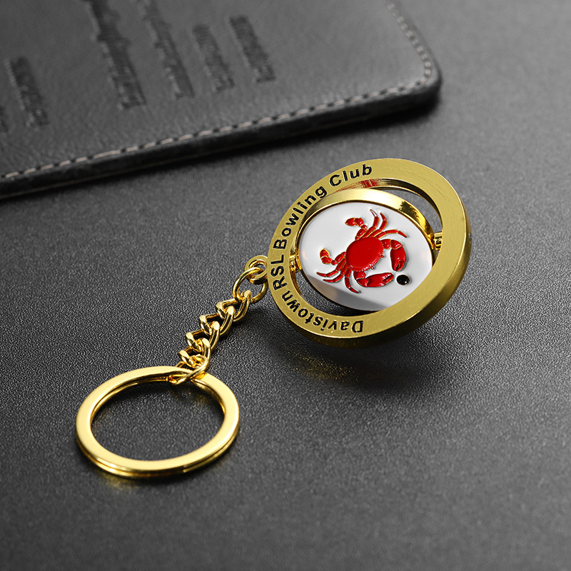 Customised Logo Branded Souvenirs Gift Metal Key Chain 360 Degree Rotating Spinning Keyring Custom Keychain