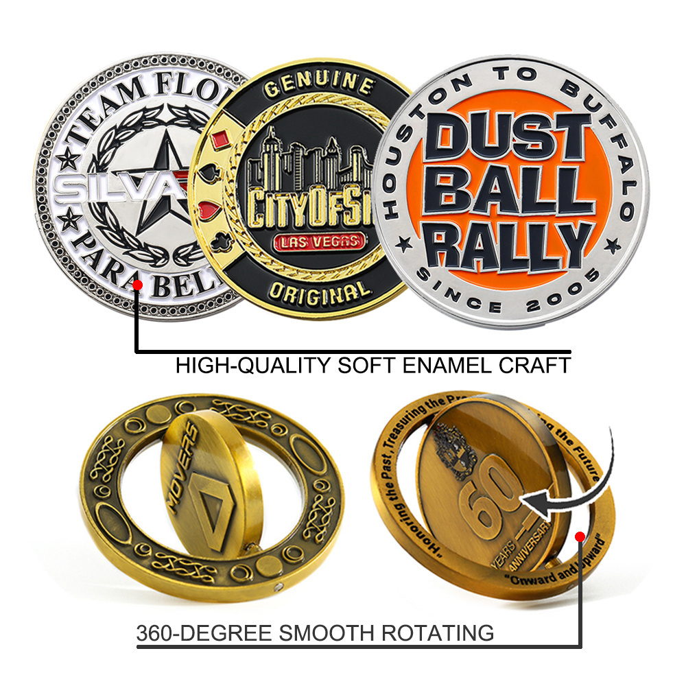 Personalized Custom Logo Challenge Coins Manufacturer 3D Zinc Alloy Gold Silver Metal Enamel Collection Custom Coins