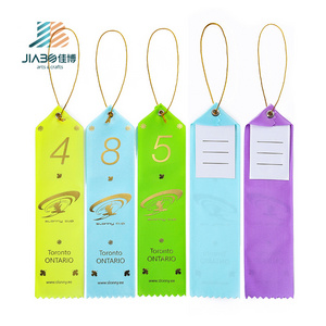 Manufacturer Custom Printed Satin Sports Award Single Face Ribbon Badge Rosette Event Ribbon With Logo