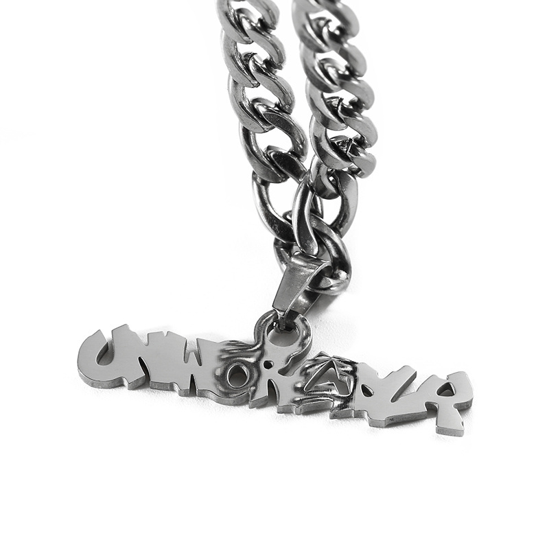 Wholesale Stainless Steel Jewelry Hollow Silver 2D 3D Letter Name Pendants Personalized Necklace For Women Men Chain Custom