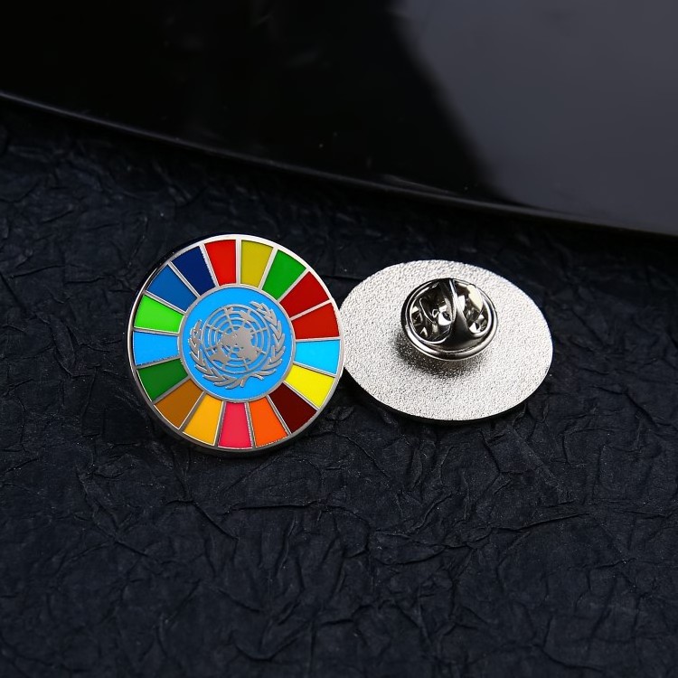 Custom Made Metal UN Sustainable Development Goals Brooch SDG Lapel Pin SDGs Pin Badge Soft Enamel Lapel Pin